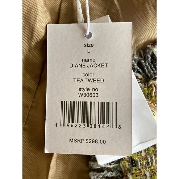 Walter Baker Women's Large Houndstooth Jacket with Fringed Collar - New With Tag - Picture 3 of 6